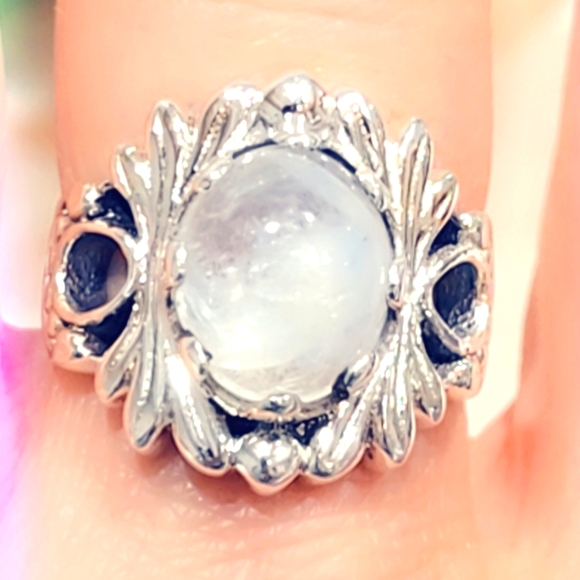 Fairy 🧚‍♂️ Band Sterling Silver Rainbow Moonstone Gemstone Ring